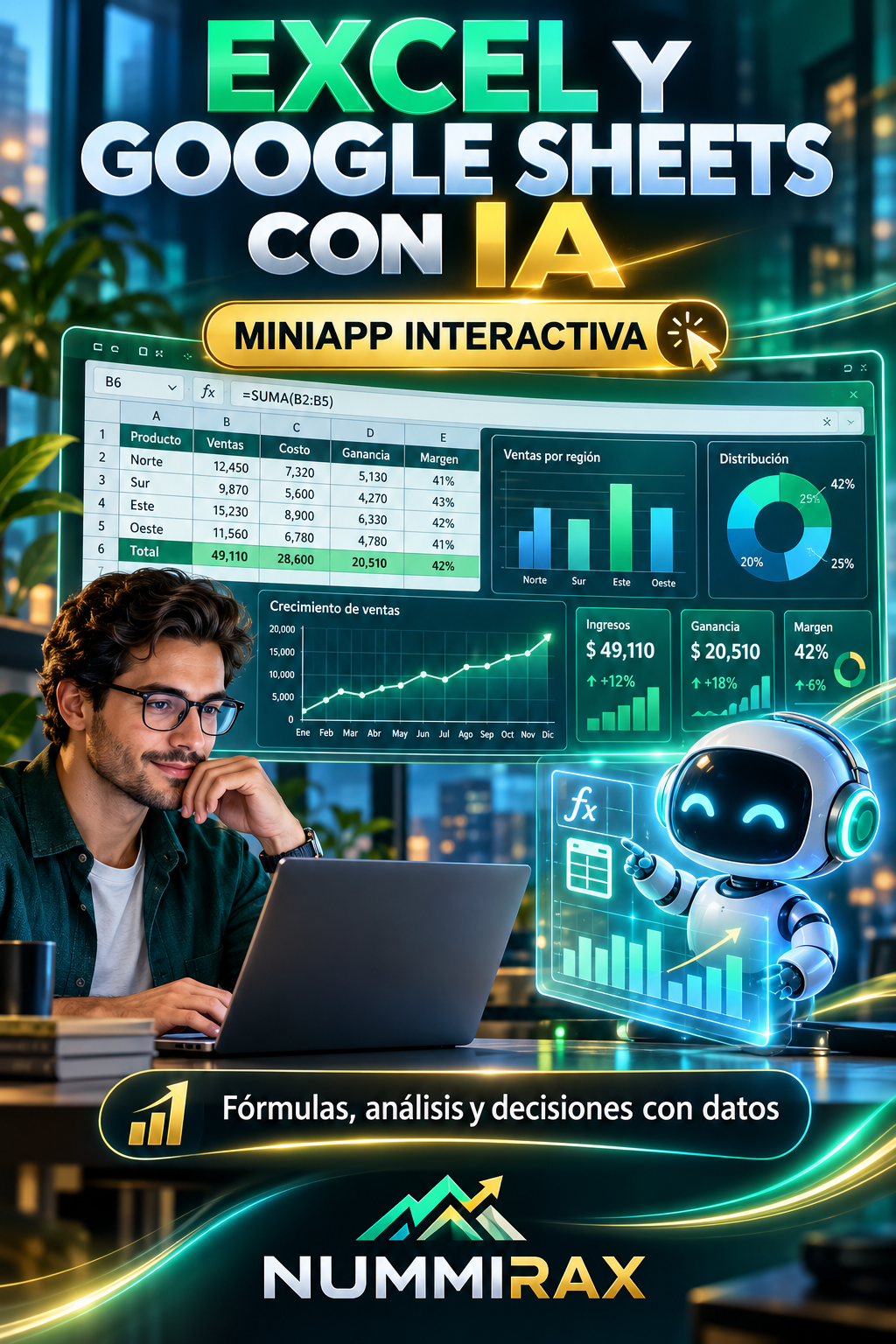 Portada Excel y Google Sheets con IA